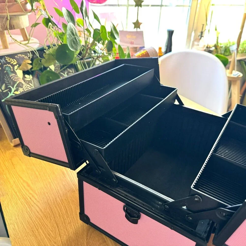 SHANY Essential Pro Makeup Train Case + Shoulder Strap, Pink & Black